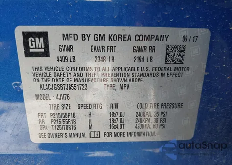 2018 Buick Encore Essence из США, поврежденный, VIN KL4CJGSB7JB551723